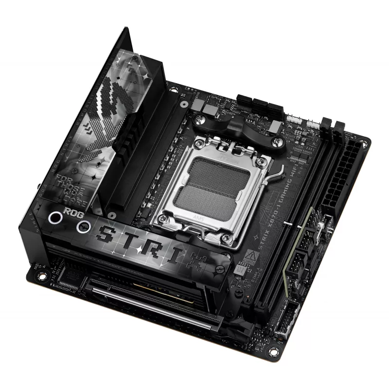 Pagrindinė plokštė ASUS ROG STRIX X870-I GAMING WIFI mini ITX · AMD X870 · Socket AM5 · DDR5 · 2 DIMM · Wi‑Fi 7 · Bluetooth 5.4