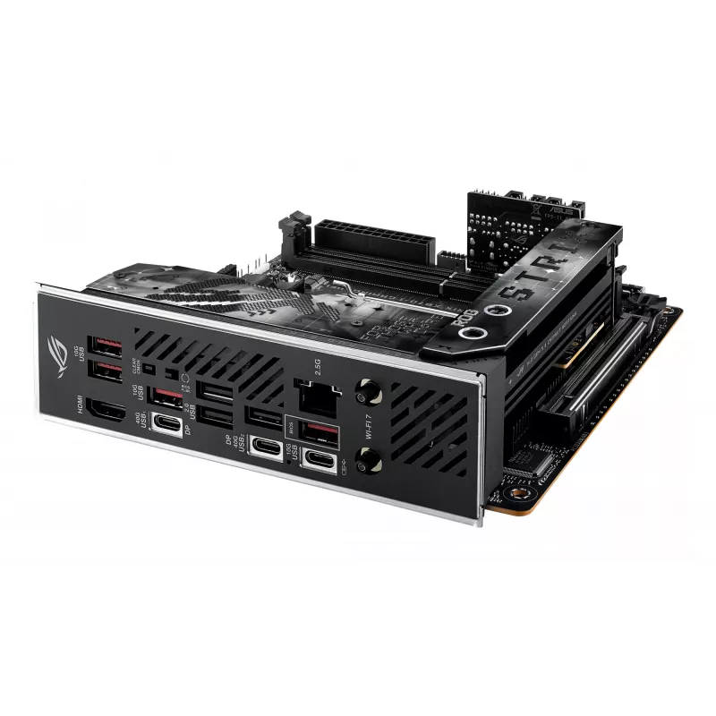 Pagrindinė plokštė ASUS ROG STRIX X870-I GAMING WIFI mini ITX · AMD X870 · Socket AM5 · DDR5 · 2 DIMM · Wi‑Fi 7 · Bluetooth 5.4