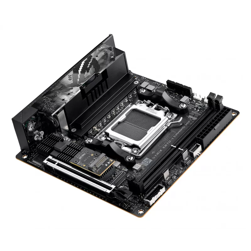 Pagrindinė plokštė ASUS ROG STRIX X870-I GAMING WIFI mini ITX · AMD X870 · Socket AM5 · DDR5 · 2 DIMM · Wi‑Fi 7 · Bluetooth 5.4