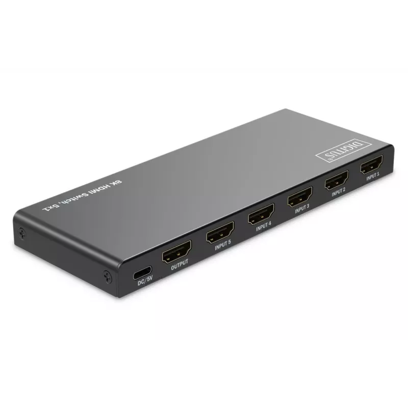 DIGITUS 5x1 HDMI jungiklis. 8K/60Hz (4:4:4). HDR. HDCP2.3