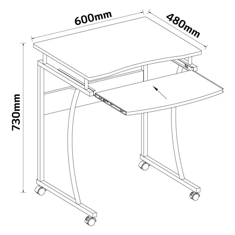 Techly ICA-TB 131B kompiuterio stalas juodas