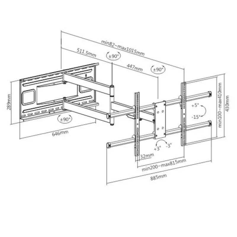Techly ICA-PLB 490 TV laikiklis/stovas 2,03 m (80 colių) juodas