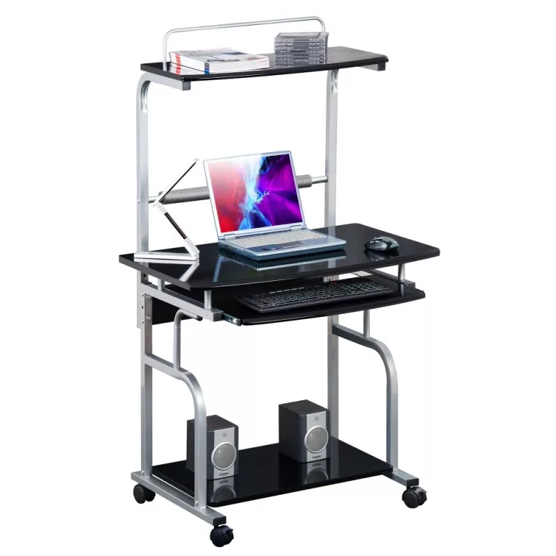Techly Compact Multi-Function Computer Desk, Glossy Juoda ICA-TB 7800BK