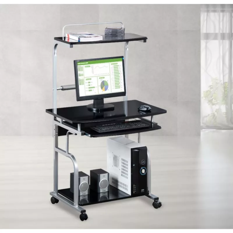 Techly Compact Multi-Function Computer Desk, Glossy Juoda ICA-TB 7800BK