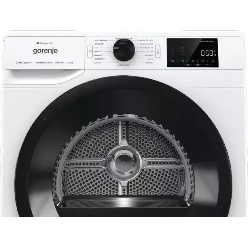 Džiovyklė Gorenje DPNE83GNLWIFI/PL, 8 kg, šilumos siurblys, WiFi, A+++ energijos klasė, balta