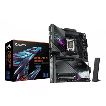 GIGABYTE Z890 AORUS MASTER pagrindinė plokštė - palaiko Intel Core Ultra (2 serija) procesorius, 18+1+2 fazių VRM, iki 9500 MHz DDR5 (OC), 2x PCIe 5.0 + 3x PCIe 4.0, Wi-Fi 7, 10GbE LAN, Thunderbolt 4