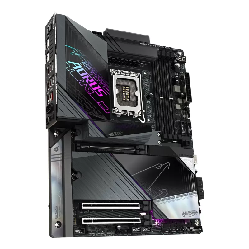 GIGABYTE Z890 AORUS MASTER pagrindinė plokštė - palaiko Intel Core Ultra (2 serija) procesorius, 18+1+2 fazių VRM, iki 9500 MHz DDR5 (OC), 2x PCIe 5.0 + 3x PCIe 4.0, Wi-Fi 7, 10GbE LAN, Thunderbolt 4