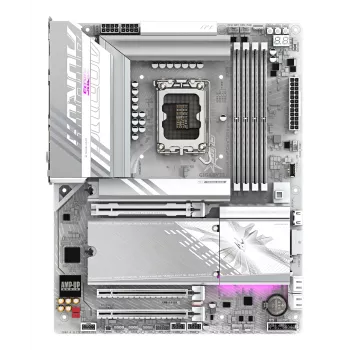 GIGABYTE Z890 AORUS ELITE WIFI7 ICE pagrindinė plokštė – palaiko Intel Core Ultra (2 serija) procesorius, 16+1+2 fazių VRM, iki 8800 MHz DDR5 (OC), 1xPCIe 5.0 + 3xPCIe 4.0, Wi-Fi 7, 2.5GbE LAN, Thunderbolt 4