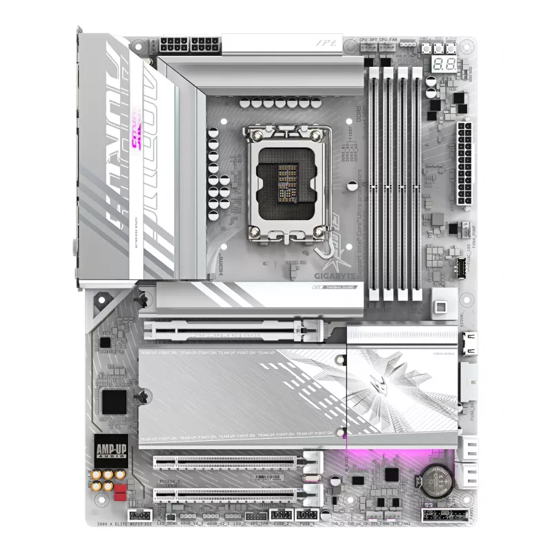 GIGABYTE Z890 AORUS ELITE WIFI7 ICE pagrindinė plokštė – palaiko Intel Core Ultra (2 serija) procesorius, 16+1+2 fazių VRM, iki 8800 MHz DDR5 (OC), 1xPCIe 5.0 + 3xPCIe 4.0, Wi-Fi 7, 2.5GbE LAN, Thunderbolt 4