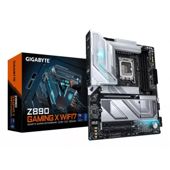 GIGABYTE Z890 GAMING X WIFI7 pagrindinė plokštė - Palaiko Intel Core Ultra (Series 2) procesorius, 16+1+2 fazių VRM, iki 8800 MHz DDR5 (OC), 1xPCIe 5.0 + 3xPCIe 4.0, Wi-Fi 7, 2,5 GbE LAN, USB 4