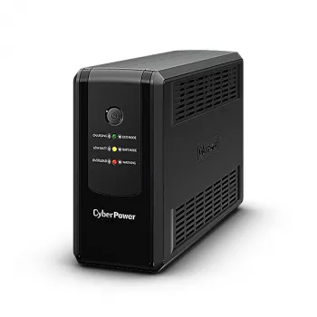 Nepertraukiamo maitinimo šaltinis CYBERPOWER UT650EG, linijinės sąveikos UPS, 0,65 kVA (360 W), 3 x F tipo išvadai, AVR, sinusinė bangos forma