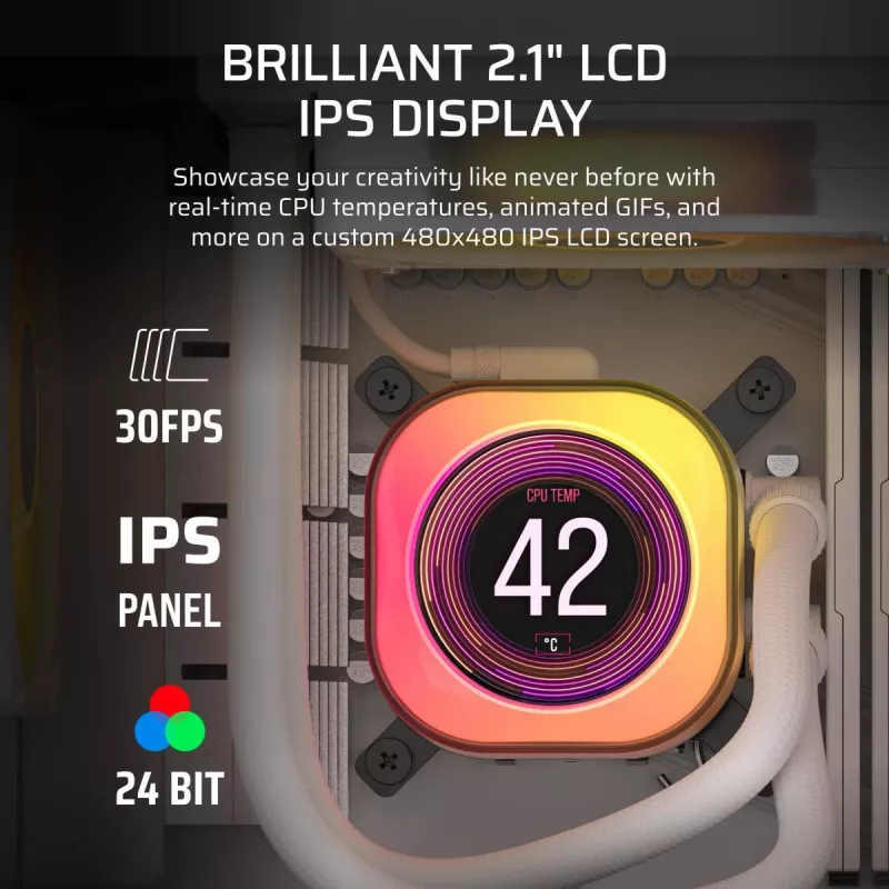 Viską viename skysčio aušintuvas Corsair iCUE LINK TITAN 240 RX LCD 12 cm Baltas