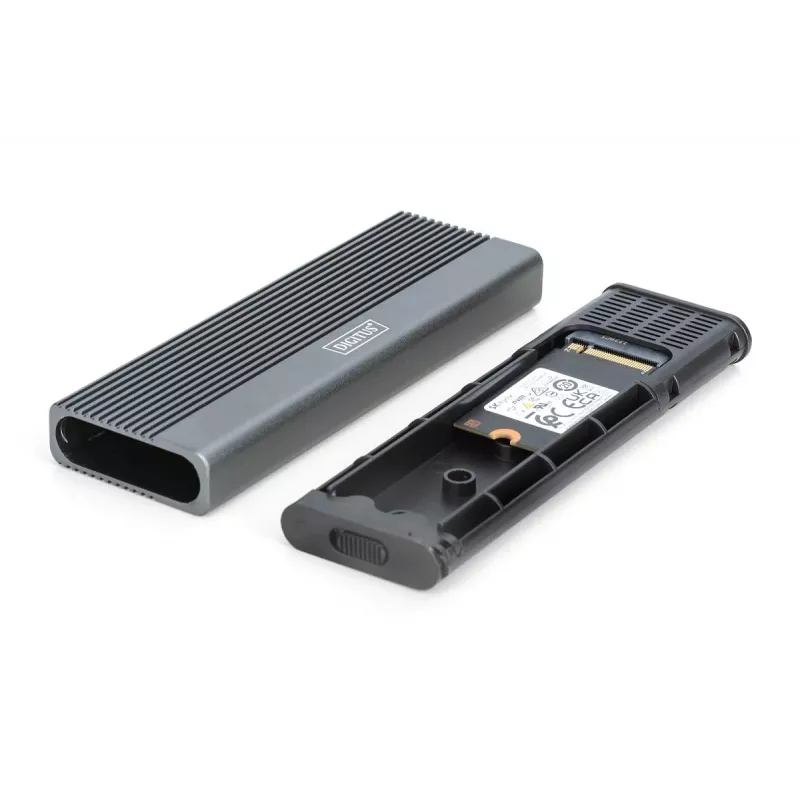 DIGITUS USB kietojo disko dėklas - NVMe + SATA 10 Gbps (NVMe) 6 Gbps (SATA) USB3.1 Gen2 aliuminis be įrankių