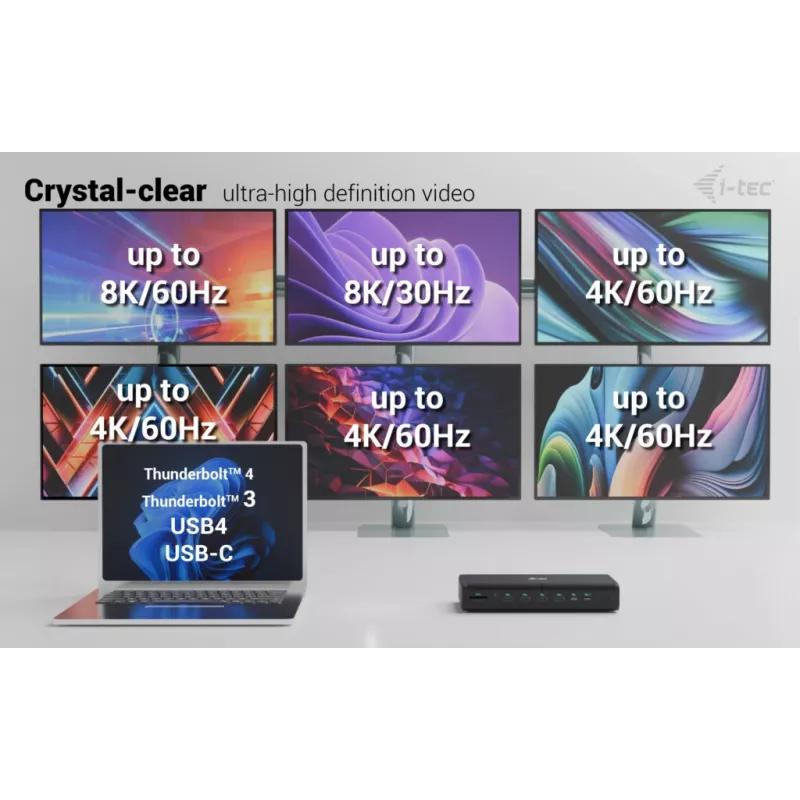 i-tec Universal 6x 4K/60Hz ekrano prijungimo stotelė + Power Delivery 140W