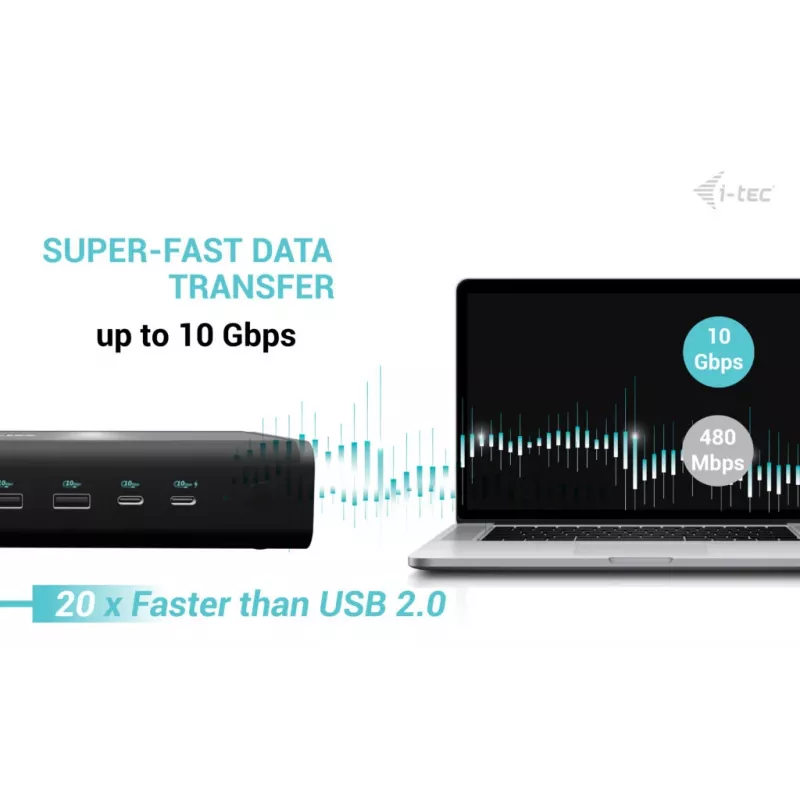 i-tec Universal 6x 4K/60Hz ekrano prijungimo stotelė + Power Delivery 140W