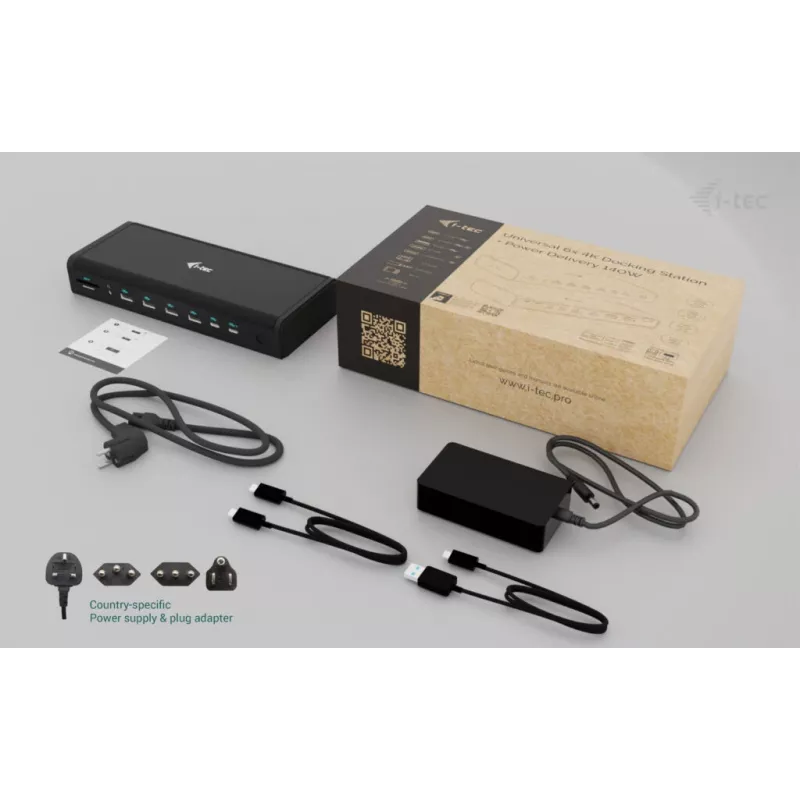 i-tec Universal 6x 4K/60Hz ekrano prijungimo stotelė + Power Delivery 140W