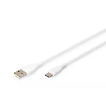 DIGITUS USB-C silikoninis įkrovimo laidas USB-A – USB-C USB 2.0 60W – 50 cm balta