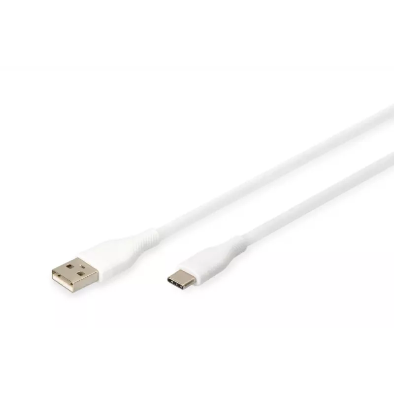 DIGITUS USB-C silikoninis įkrovimo laidas USB-A – USB-C USB 2.0 60W – 50 cm balta