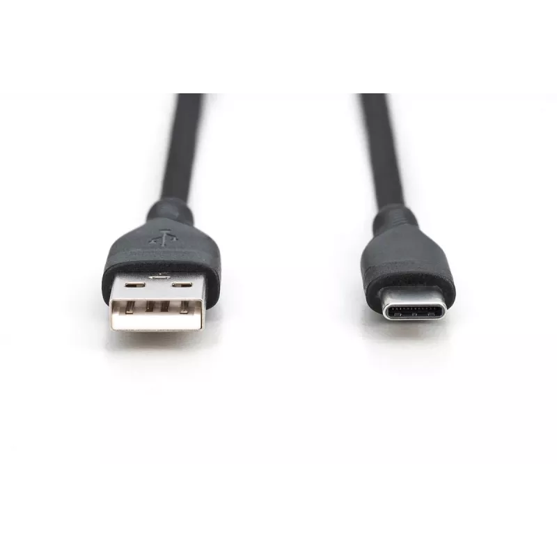 DIGITUS USB-C Silicone charging kabelis USB-A - USB-C USB 2.0 60W - 1m Juoda