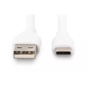 DIGITUS USB-C silikoninis įkrovimo laidas USB-A - USB-C USB 2.0 60W - 1m Baltas