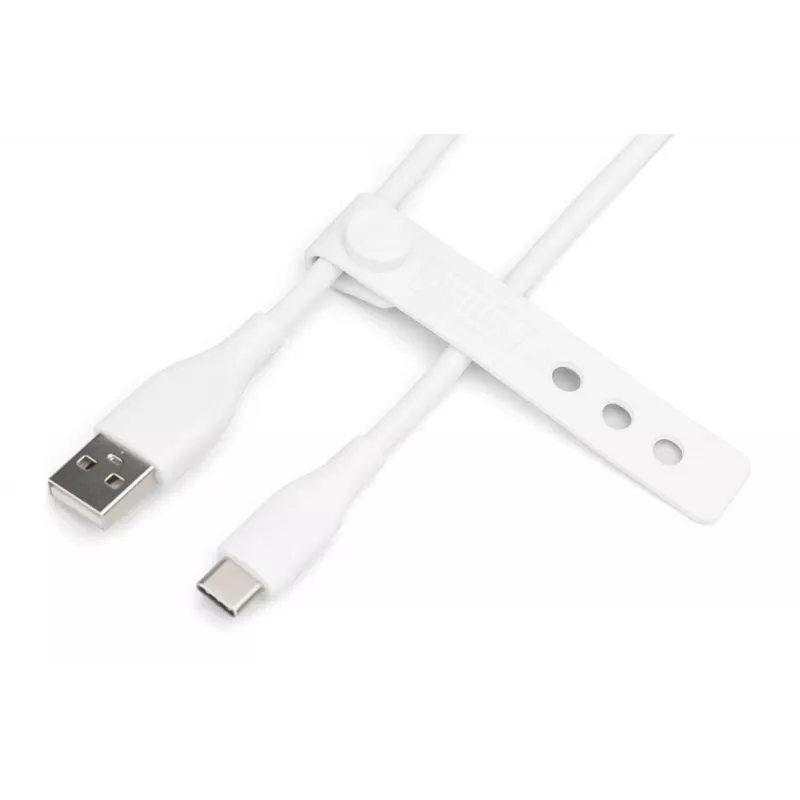 DIGITUS USB-C silikoninis įkrovimo laidas USB-A - USB-C USB 2.0 60W - 1m Baltas