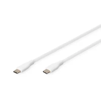 DIGITUS USB-C silikoninis įkrovimo kabelis USB-C – USB-C USB 2.0 60W – 50 cm baltas