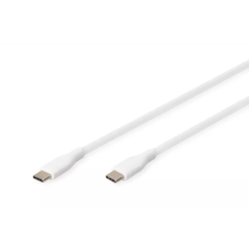 DIGITUS USB-C silikoninis įkrovimo kabelis USB-C – USB-C USB 2.0 60W – 50 cm baltas