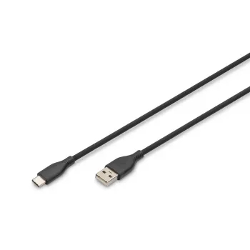 DIGITUS USB-C silikoninis įkrovimo laidas USB-A - USB-C USB 2.0 60W - 2m juodas