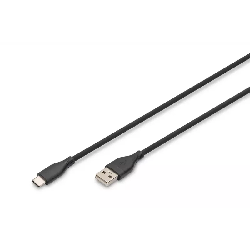 DIGITUS USB-C silikoninis įkrovimo laidas USB-A - USB-C USB 2.0 60W - 2m juodas
