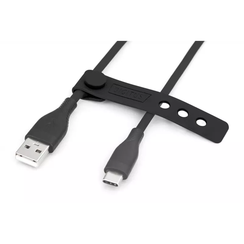 DIGITUS USB-C silikoninis įkrovimo laidas USB-A - USB-C USB 2.0 60W - 2m juodas