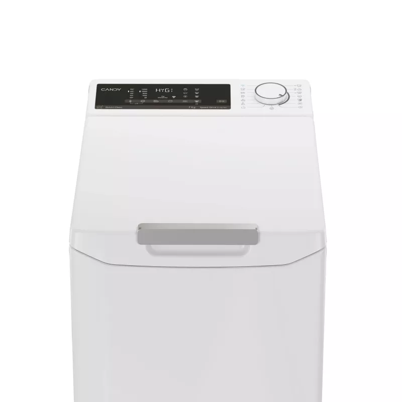 Candy TCA274TM4-S skalbimo mašina, užkraunama iš viršaus, 7 kg, 1200 aps./min., balta