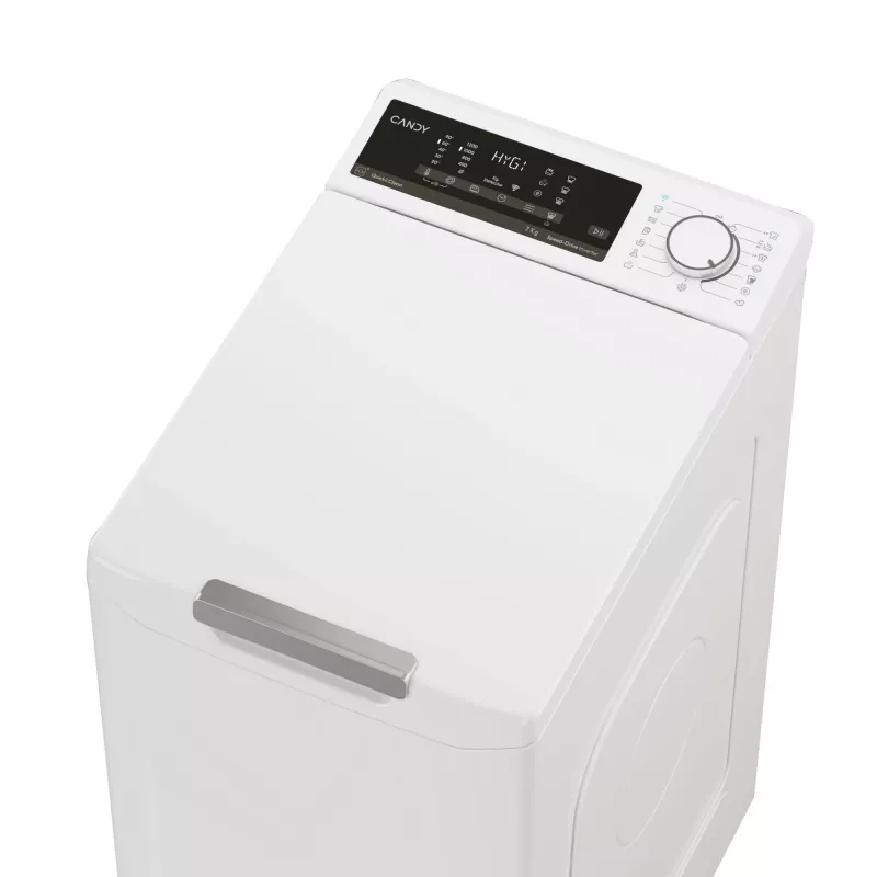 Candy TCA274TM4-S skalbimo mašina, užkraunama iš viršaus, 7 kg, 1200 aps./min., balta