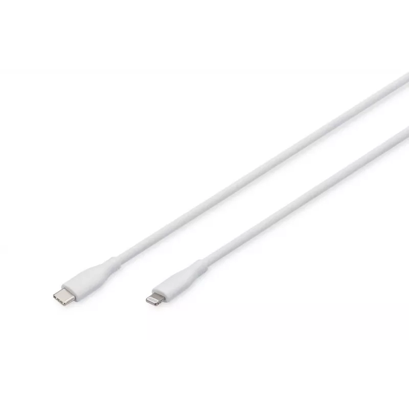 Digitus Lightning silikoninis jungiamasis laidas USB-C – Lightning 1 m baltas 60 W 3 A