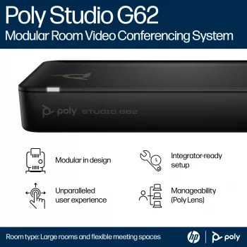 HP Poly Studio G62 vaizdo konferencijų sistema su montavimo plokštės rinkiniu