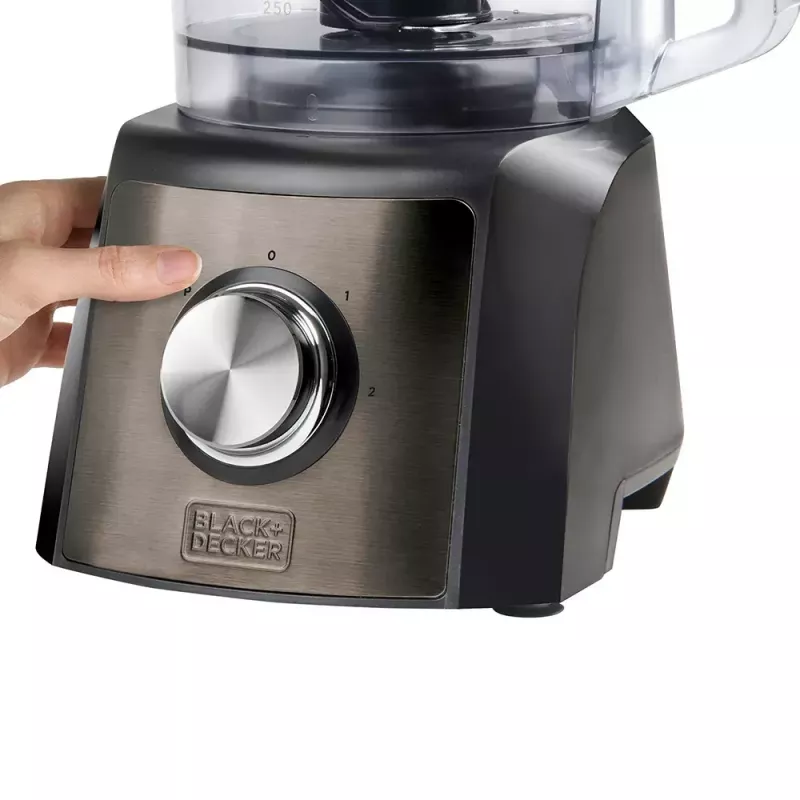 Virtuvės kombainas Juoda & Decker BXFPA1200E — 1200 W, 1,5 l dubuo, 2 greičiai, impulsinis režimas, nerūdijančio plieno korpusas
