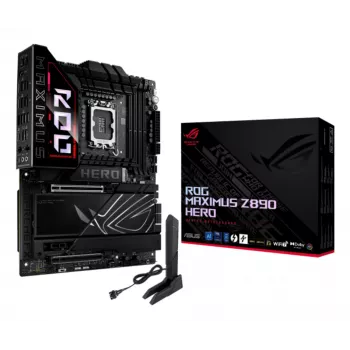 Pagrindinė plokštė ASUS ROG MAXIMUS Z890 HERO — Intel Z890, LGA 1851, ATX, DDR5, 4 DIMM, 6x M.2, Wi‑Fi 7, 2.5Gb LAN