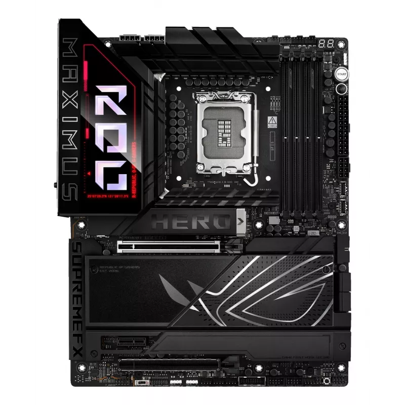 Pagrindinė plokštė ASUS ROG MAXIMUS Z890 HERO — Intel Z890, LGA 1851, ATX, DDR5, 4 DIMM, 6x M.2, Wi‑Fi 7, 2.5Gb LAN