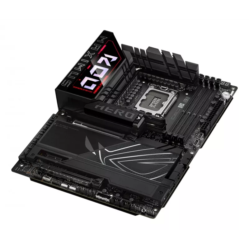 Pagrindinė plokštė ASUS ROG MAXIMUS Z890 HERO — Intel Z890, LGA 1851, ATX, DDR5, 4 DIMM, 6x M.2, Wi‑Fi 7, 2.5Gb LAN