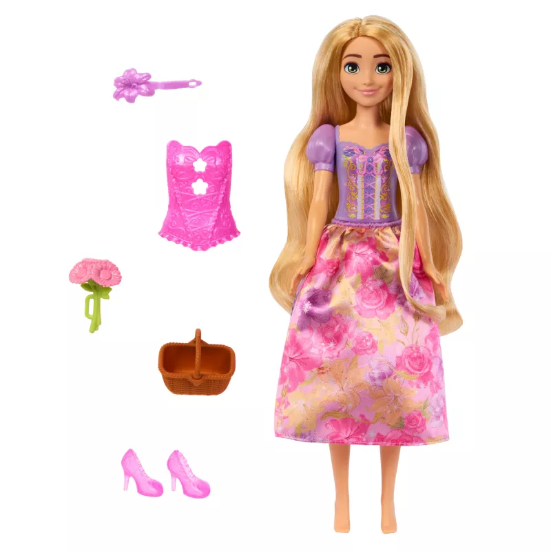 Disney Princess Spin & Reveal Rapunzel mados lėlė ir aksesuarai su 11 staigmenų