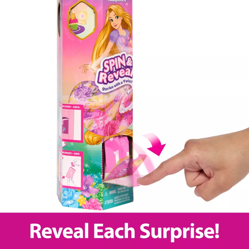 Disney Princess Spin & Reveal Rapunzel mados lėlė ir aksesuarai su 11 staigmenų