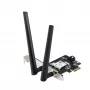 Vidinis WLAN Bluetooth adapteris ASUS PCE-BE6500 — PCIe, trijų dažnių Wi‑Fi 6E/7 (2,4/5/6 GHz), Bluetooth 5.4, 2882 Mbps, išorinė antena, juodas