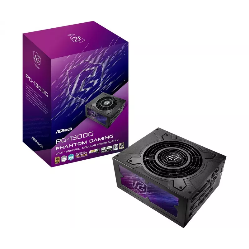 Maitinimo blokas ASROCK Phantom Gaming PG-1300G 1300 W ATX 20+4 pin 80 PLUS Gold, 135 mm ventiliatorius, juodas