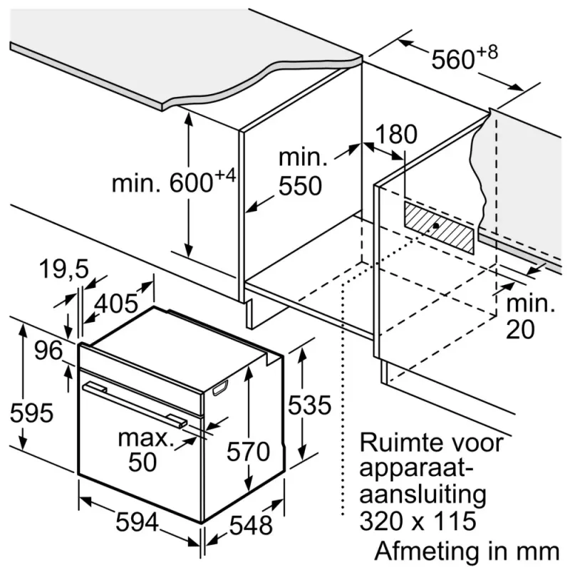 Bosch Serie 4 HQG572EB3 orkaitė 71 L juoda