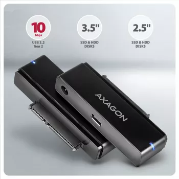 Axagon ADSA-FPX USB-C 10Gbps FAST PORT X adapteris 2,5 colio / 3,5 colio SSD / HDD
