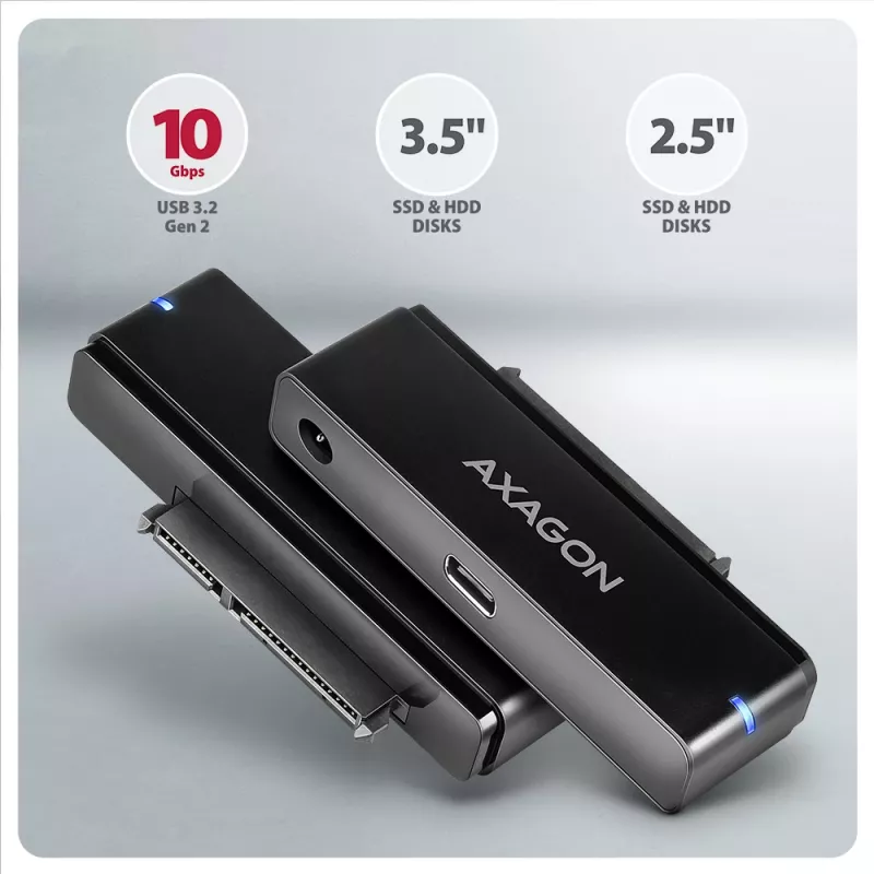 Axagon ADSA-FPX USB-C 10Gbps FAST PORT X adapteris 2,5 colio / 3,5 colio SSD / HDD