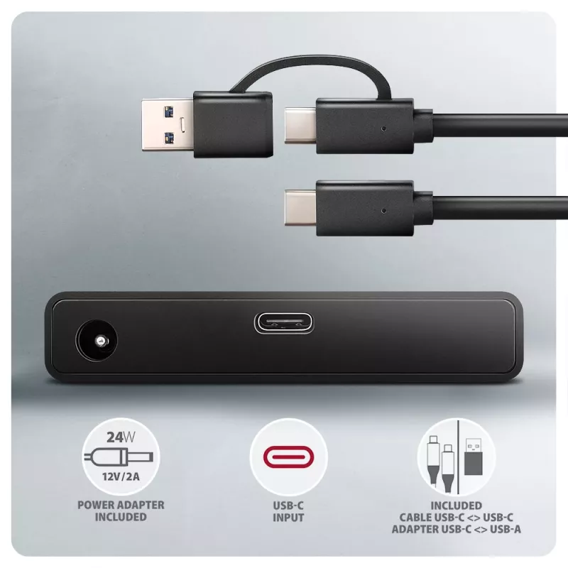 Axagon ADSA-FPX USB-C 10Gbps FAST PORT X adapteris 2,5 colio / 3,5 colio SSD / HDD