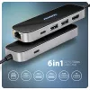 Axagon HMC-6GLN USB 5 Gbps šakotuvas, 2x USB-A, USB-C, HDMI 4k/60Hz, RJ-45, PD 100W, USB-C laidas