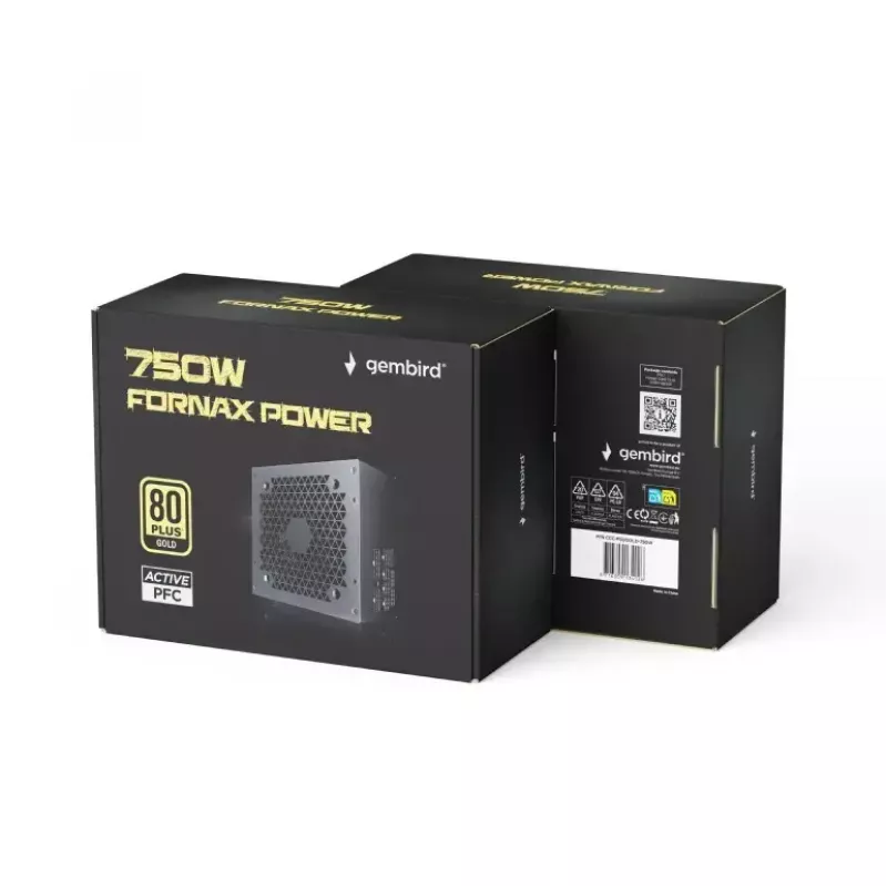 Maitinimo blokas GEMBIRD Fornax Power 750W ATX 80 PLUS Gold modulinis 12 cm ventiliatorius EPS 4+4pin PCIe 6+2pin SATA jungtys
