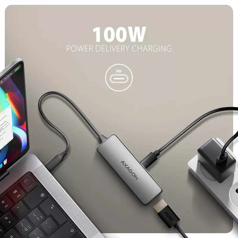 Axagon RVC-HI8KPD, USB-C -> HDMI 2.1 adapteris, 8K/60Hz, 4K/144Hz, HDR10+, PD100W
