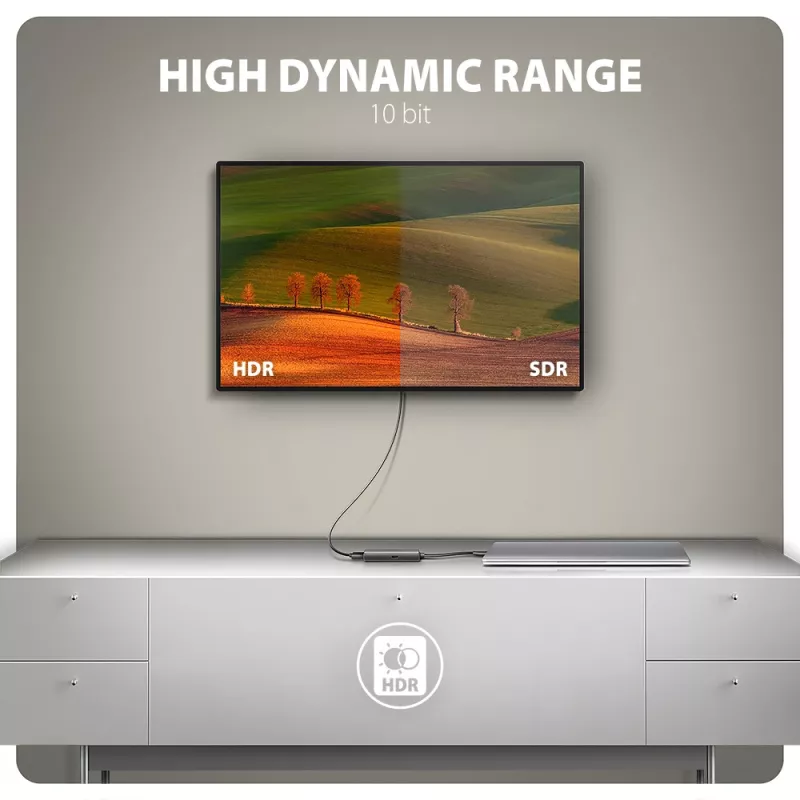 Axagon RVC-HI8KPD, USB-C -> HDMI 2.1 adapteris, 8K/60Hz, 4K/144Hz, HDR10+, PD100W